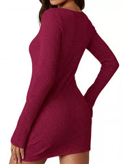 Black slim sweater dress with boat neck