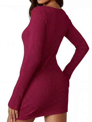 Black slim sweater dress with boat neck