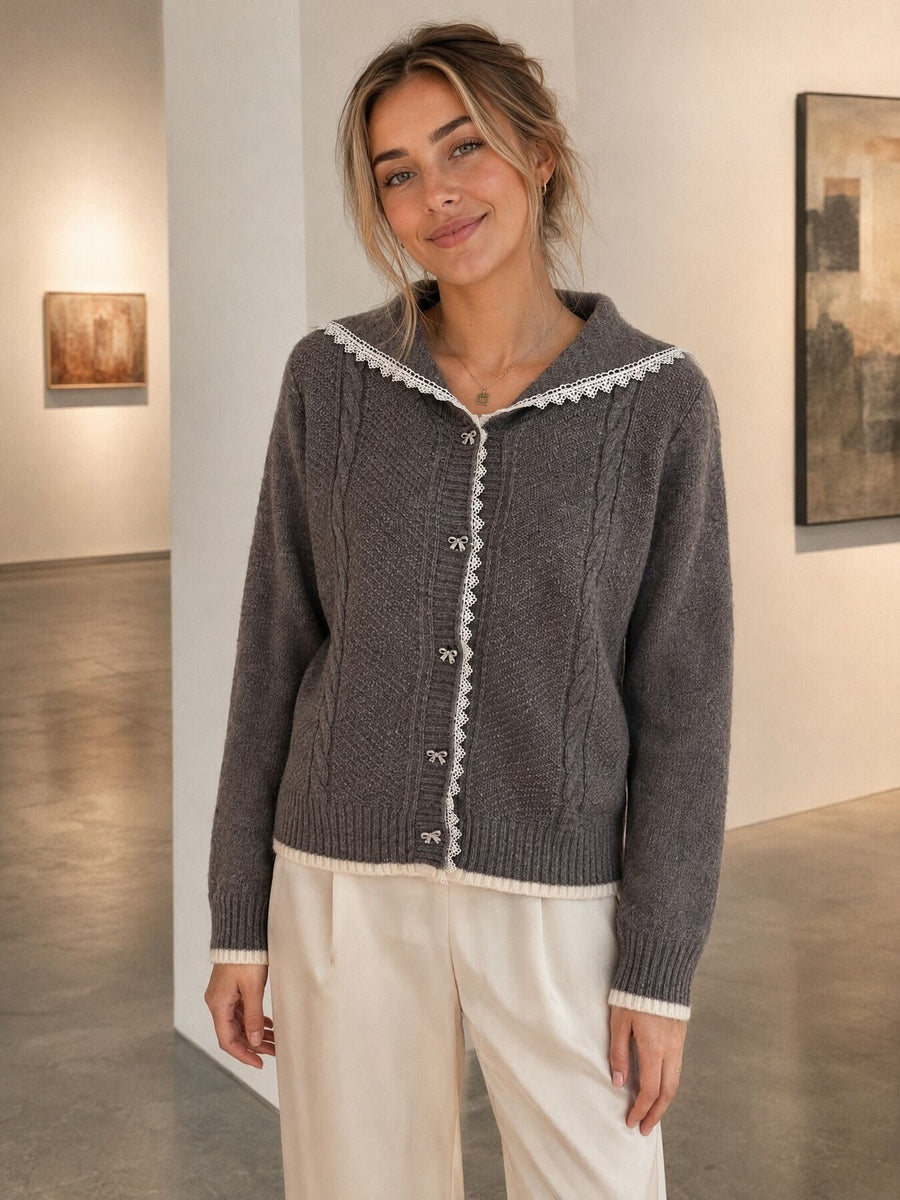 lavender regular cardigan with collared