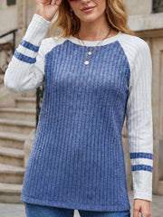 Ribbed Raglan Sleeve T-shirt in Army Green