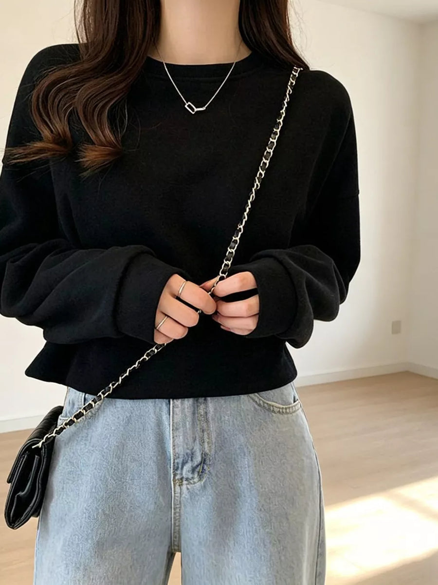 Crew Neck Drop Shoulder Sweatshirt, view 24