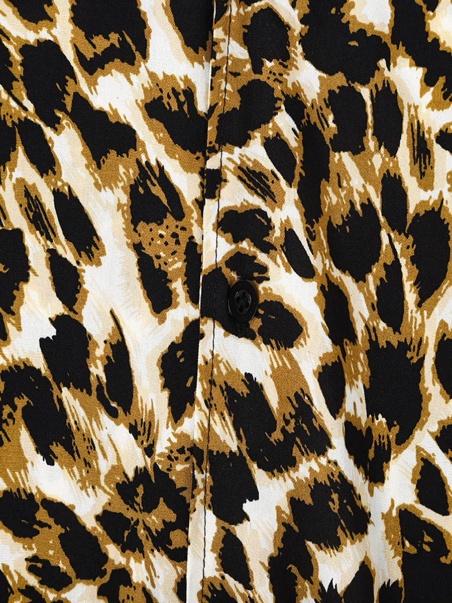 Men's Full Size Leopard Print Short Sleeve Shirt option 5