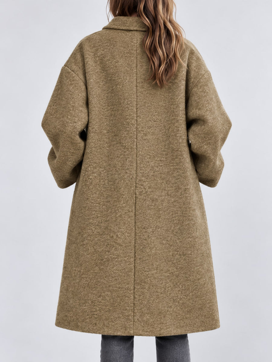 Polyester 100% Care instructions: Hand wash or professionally dry clean overcoat in Dark Green with oversized silhouette