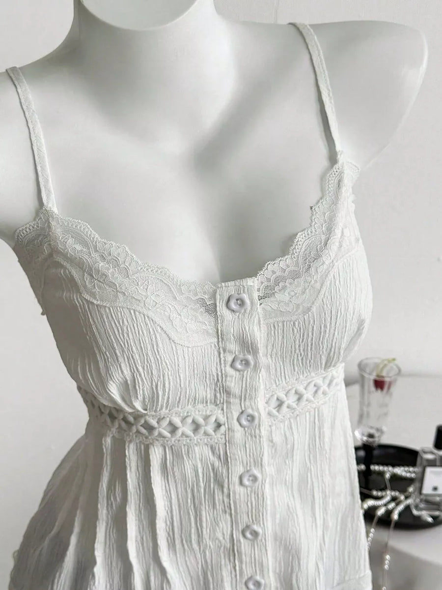 White with Lace Trim Cami in White