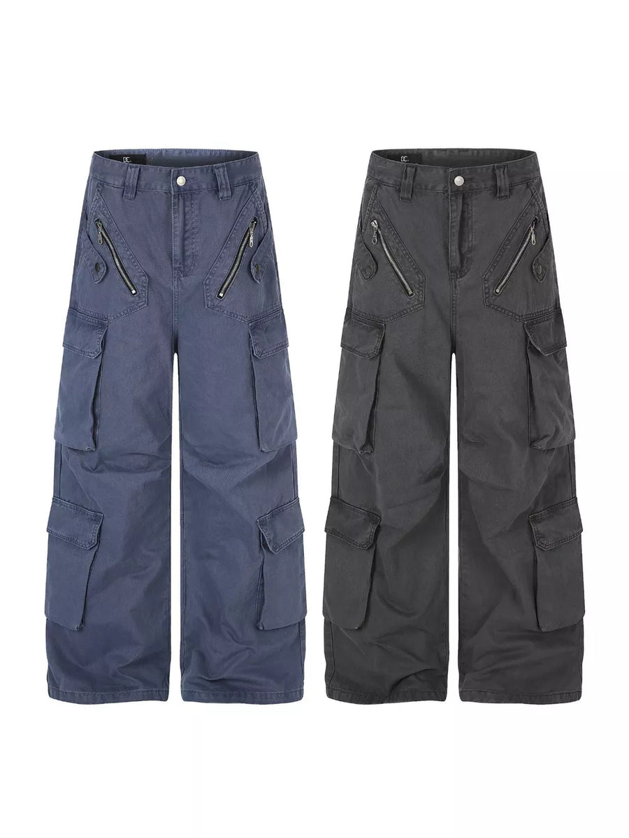 cargo pants in Charcoal Gray with belt loops and full-length