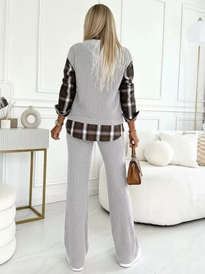 athleisure lounge set in Green with v-neck