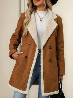overcoat in camel featuring buttoned and regular fit