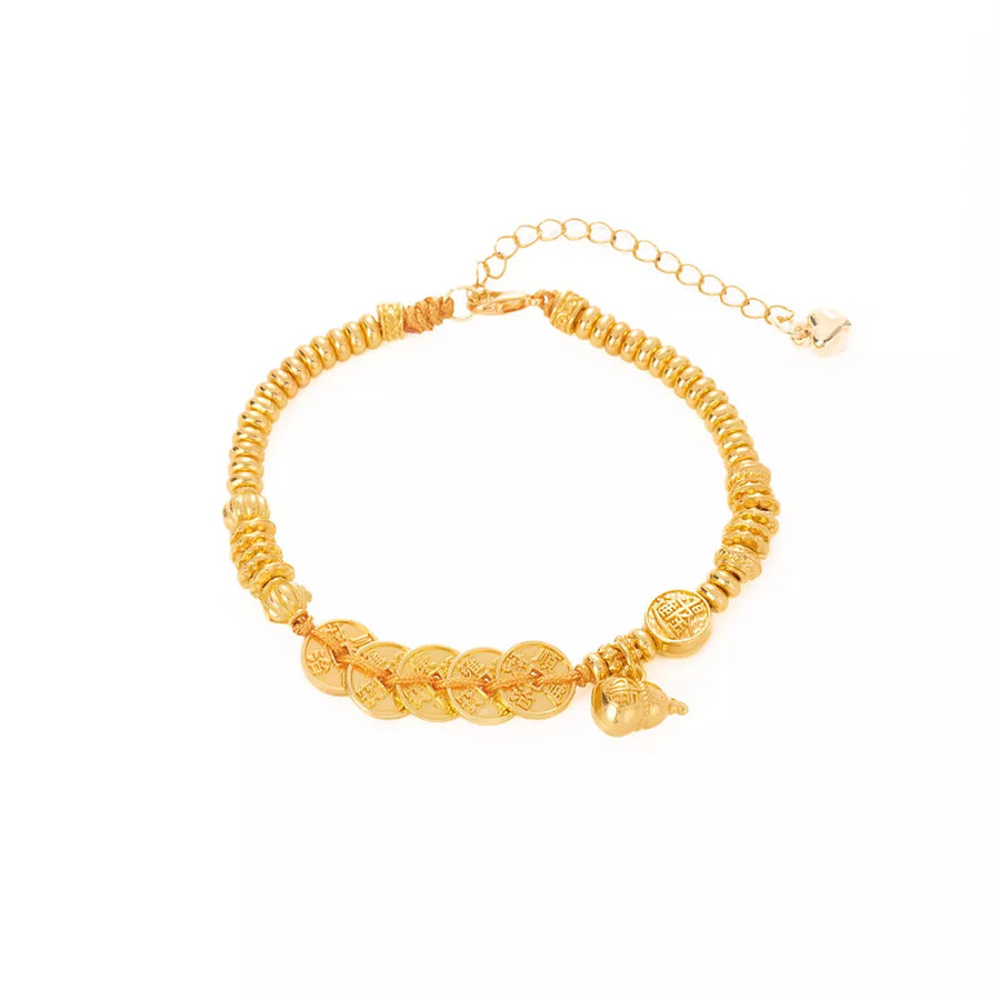 bracelet in Gold with character print and coin charms