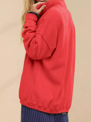 65% polyester, 30% viscose, 5% elastane Care instructions: Machine wash cold sweatshirt in Red with relaxed silhouette