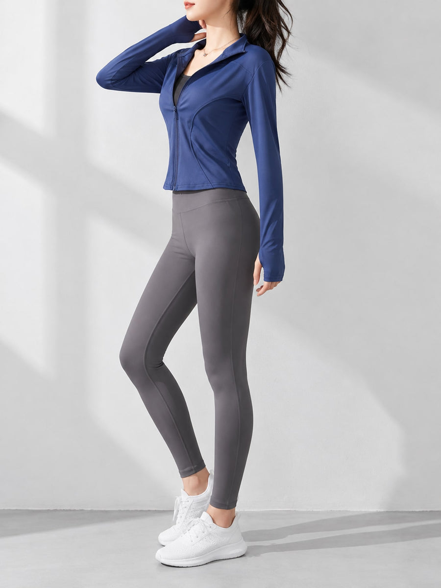 Sage Green windbreaker with cropped and zip-front