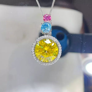 11.5 Carat Moissanite 925 Sterling Silver Necklace in Light Yellow with moissanite stones