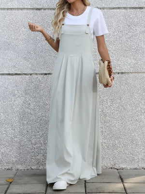 Grey Pleated Detail Overall Dress