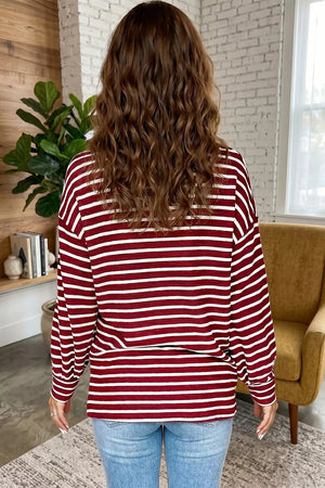 Stripe Drop Shoulder Long Sleeve Top option 6