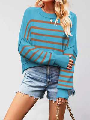 hot pink crewneck sweater with cropped and pullover