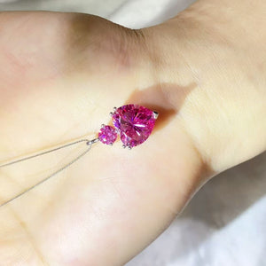 pink necklace with collarbone length and hook-and-eye