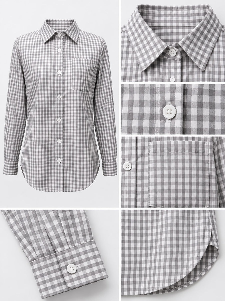 button-down shirt in Black with collared and long sleeve