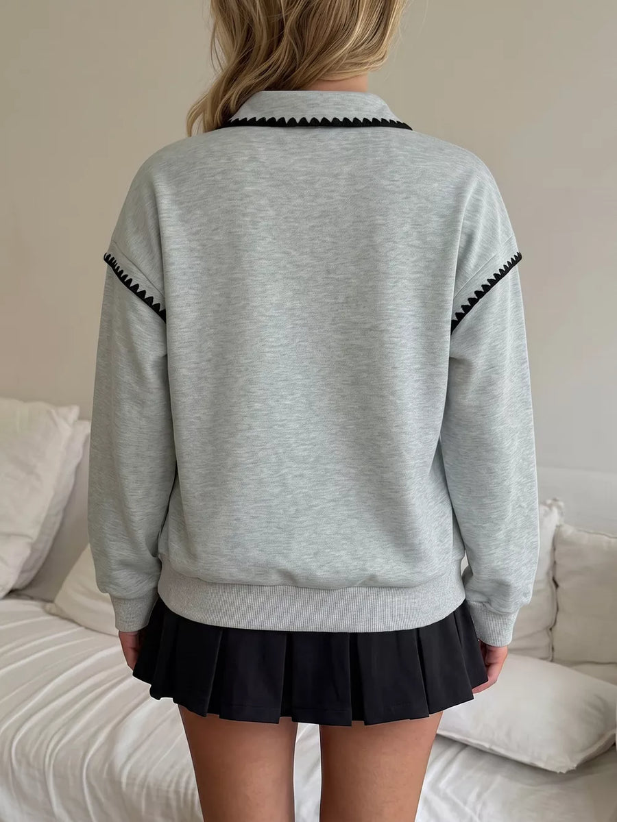 modern sweatshirt in Gray with collared