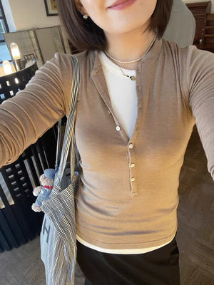 charcoal slim henley with henley