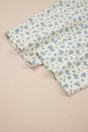 Grommet Knot Waist Floral Barrel Leg Jeans option 8