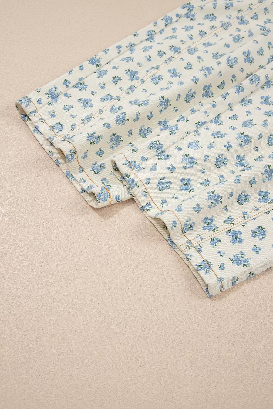 Grommet Knot Waist Floral Barrel Leg Jeans option 8