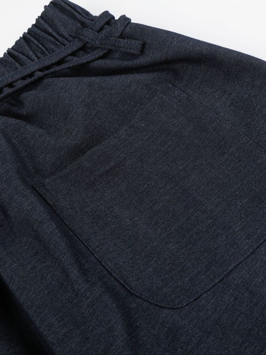 wide-leg pants in Black with drawstring waist and full-length