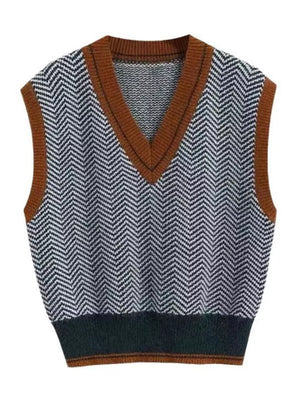 light blue sweater vest with waist-length and pullover