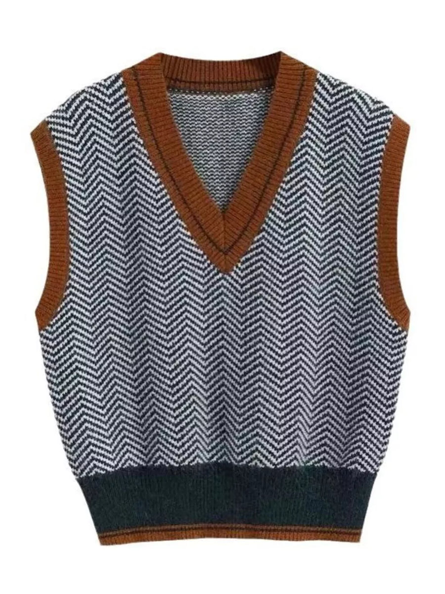 light blue sweater vest with waist-length and pullover