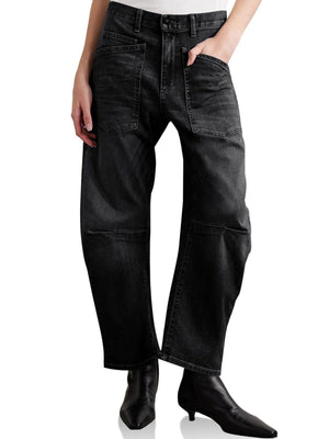 wide-leg jeans in Medium Blue with pocketed and ankle-length
