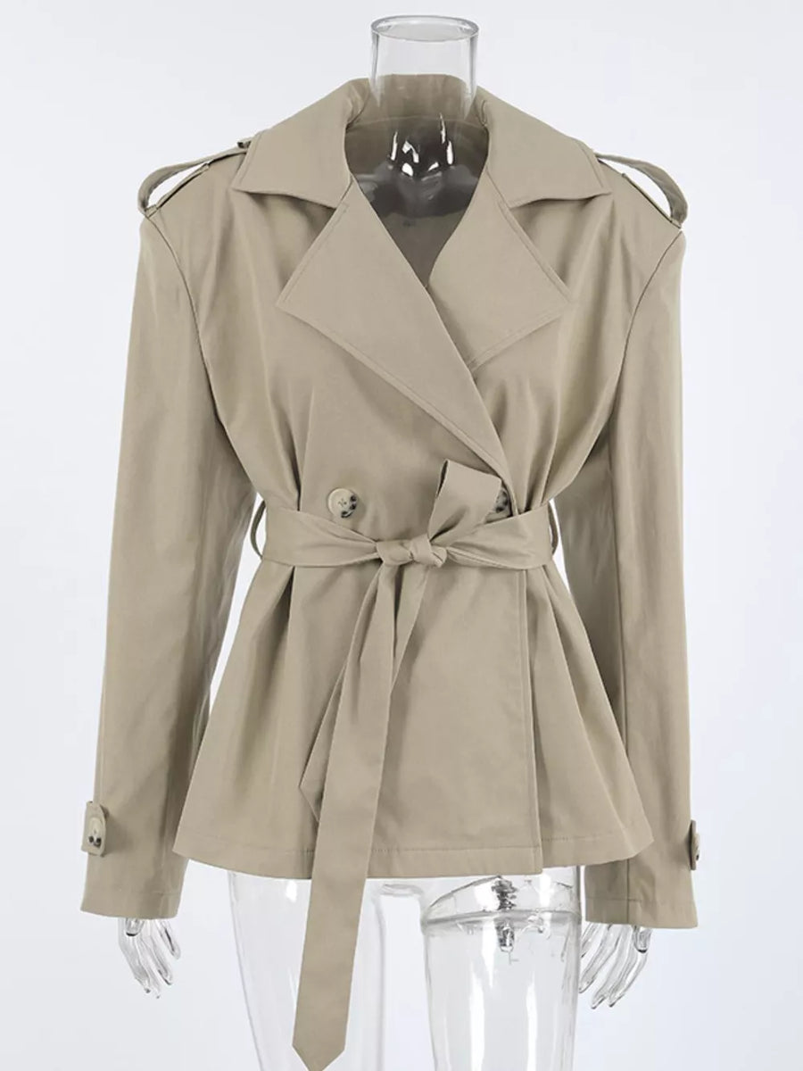 Chic Double-breasted Belted Trench Coat option 9