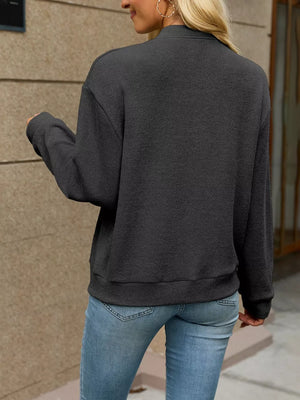 Zip-up Dropped Shoulder Top in sage green