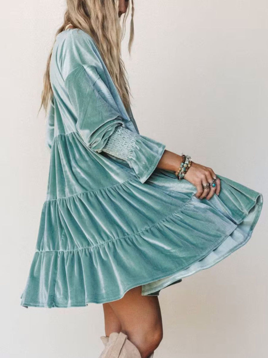 mini dress in Navy Blue with ruffled and mini