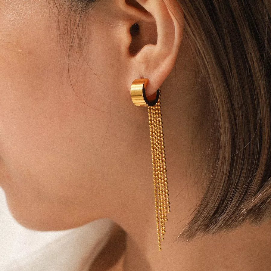 18k Gold-plated Tassel Chain Earrings in Gold