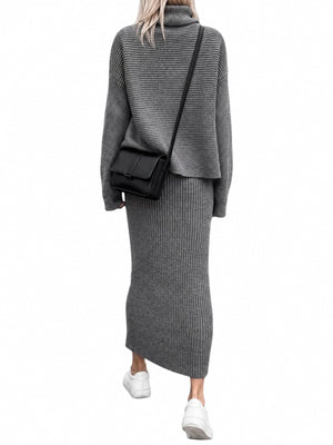 100% polyester sweater set in Blue with relaxed silhouette