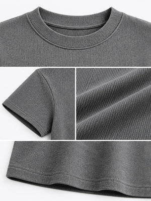 Slim-Fit Crew Neck Basic T-Shirt in black