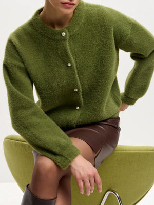 100% polyester Care instructions: Machine wash cold cardigan in Green with relaxed silhouette
