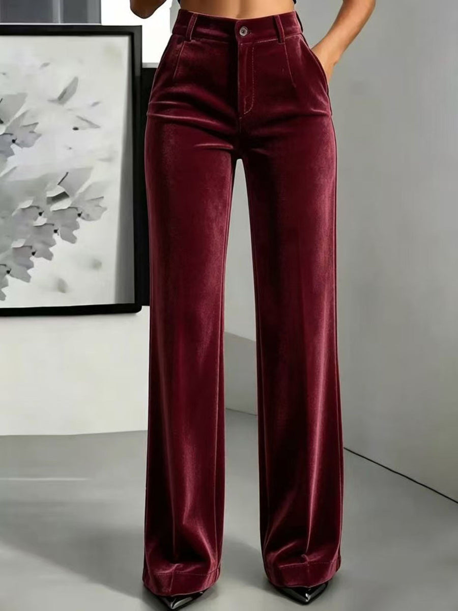wide-leg pants in Apricot with buttoned and full-length