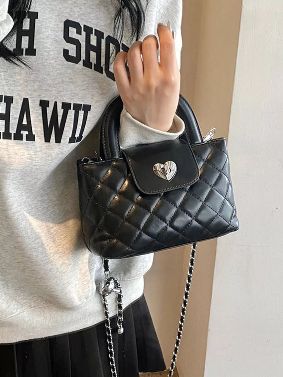 Quilted Heart Lock Crossbody Bag option 7