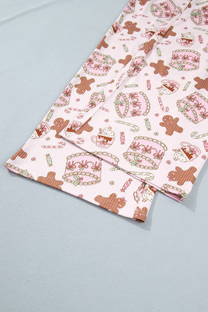 pajama set in brown with two-piece and hip-length