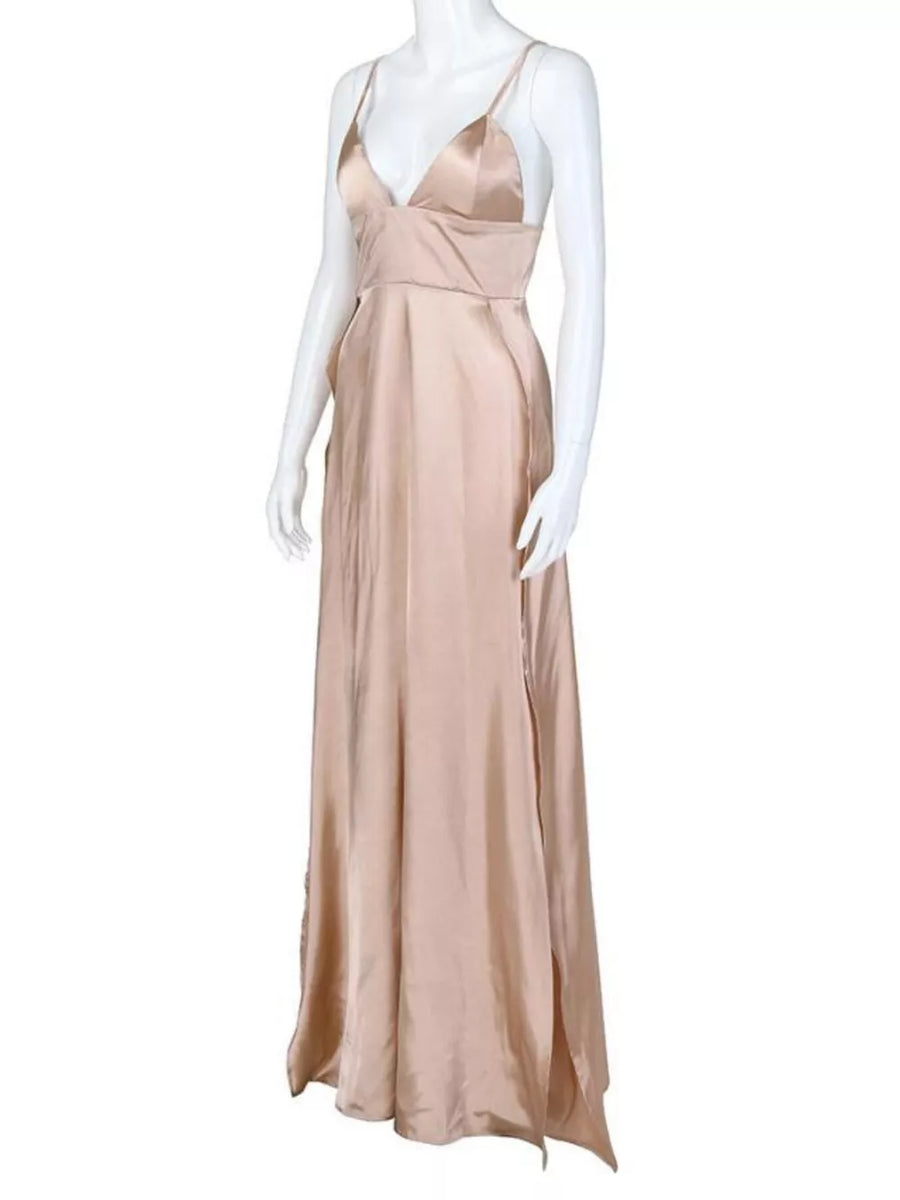 Pink maxi dress with maxi and back-zip