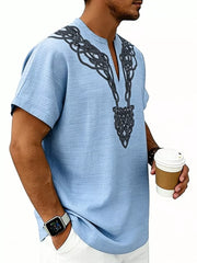 Men's Notched Printed Short Sleeve Shirt Plus Size, view 12