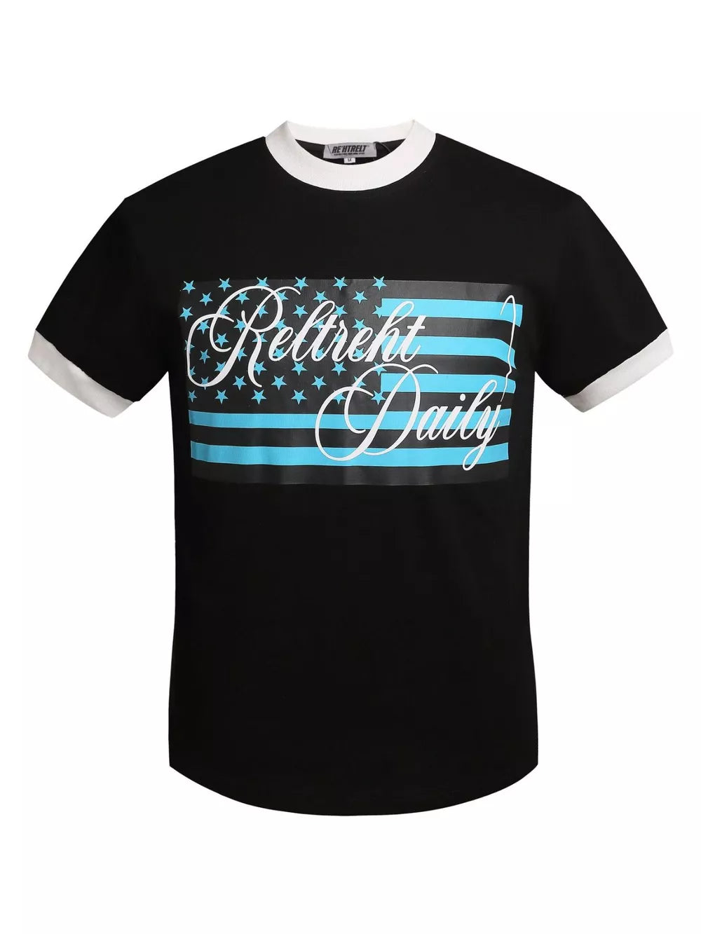 Black Men's Us Flag Graphic Round Neck T-shirt