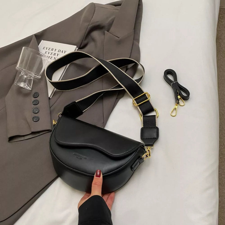 Leather Crescent Crossbody Bag option 6