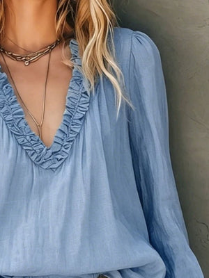 bohemian blouse in Yellow with v-neck