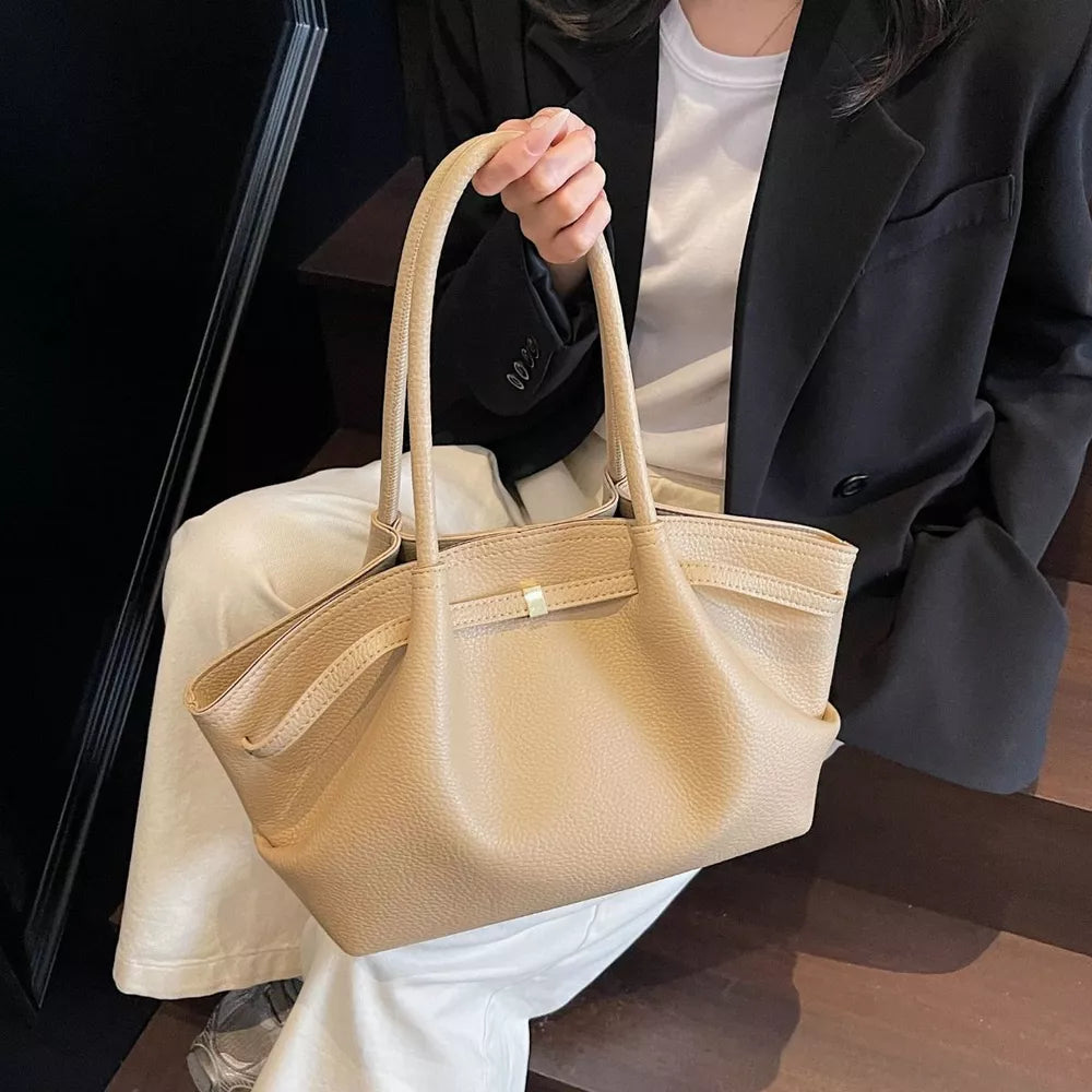 Khaki Pu Leather Shoulder Bag