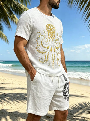 Men S Full Size Round Neck Tee And in Orange-red, view 14