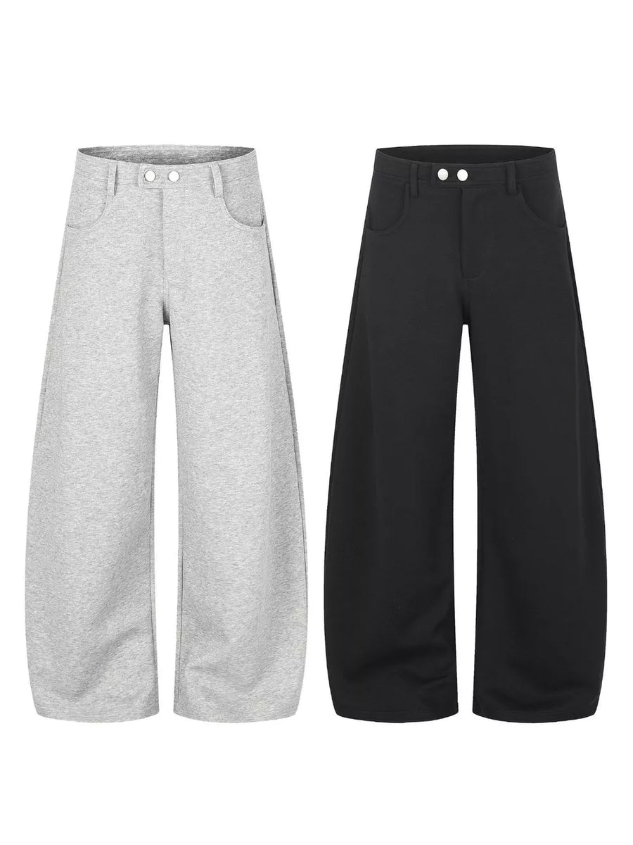 wide-leg pants in Light Gray with high-waisted and full-length
