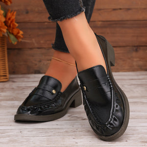 PU Leather,Rubber Imported Size &amp loafers in Brown with low block heel silhouette