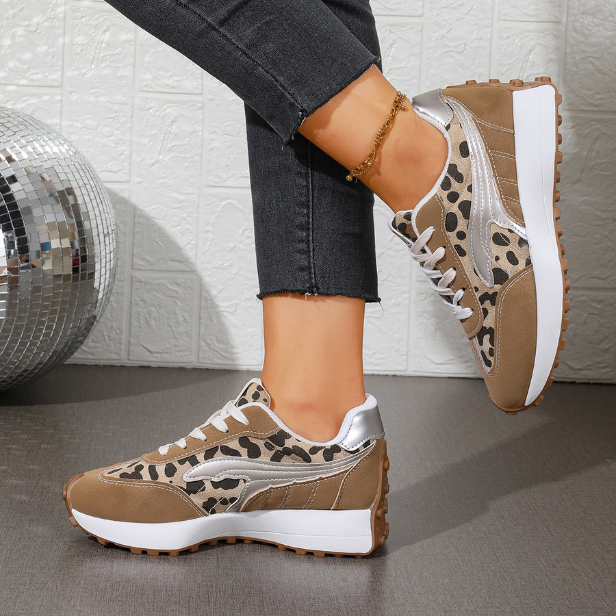 sneakers featuring leopard-print in tan with Polyester,Rubber Imported Size &amp texture