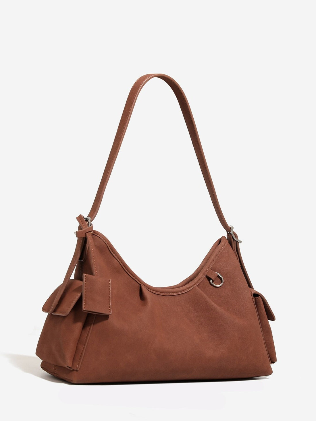 shoulder bag in camel with ruched and medium