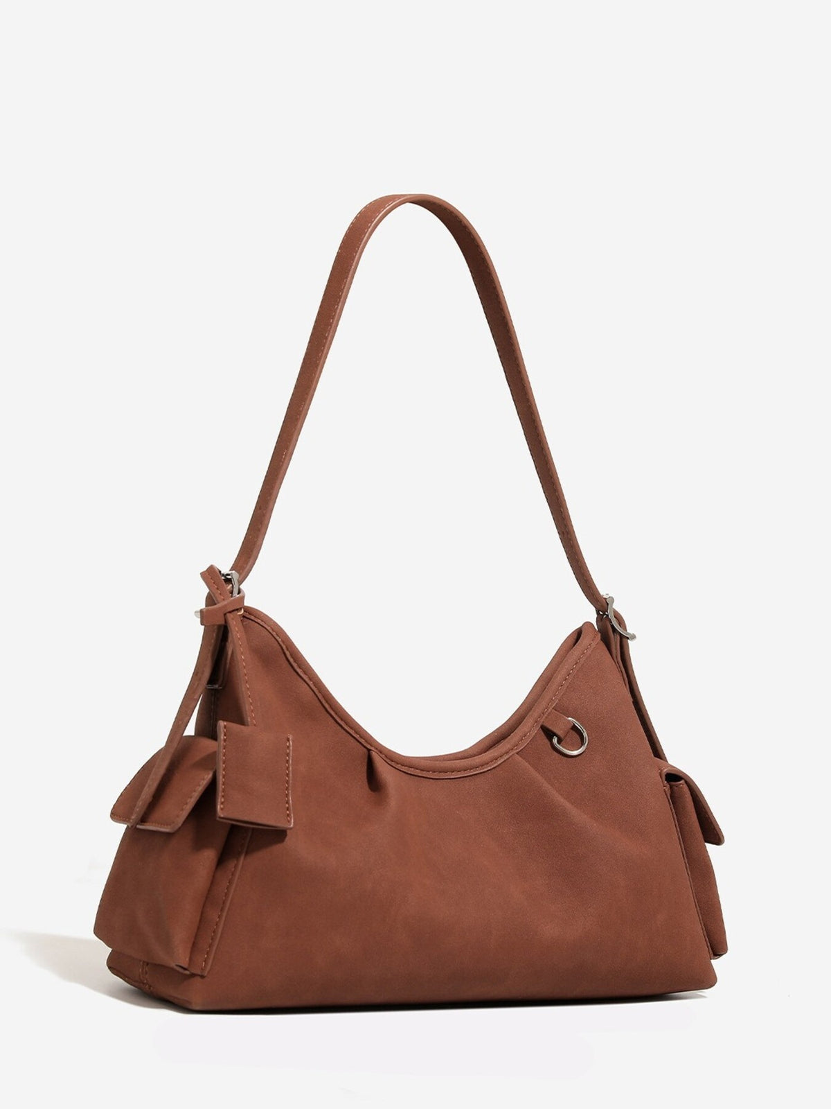 shoulder bag in camel with ruched and medium